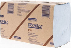 WypAll - L10 Dry Glass & Lens Wipes - 9" x 10-1/4" Sheet Size, Blue - Industrial Tool & Supply