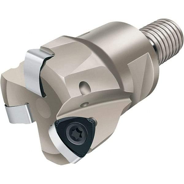 Walter - 21° Lead Angle, 25mm Max Cut Diam, 13.4mm Min Cut Diam, 1mm Max Depth of Cut, Indexable Chamfer & Angle End Mill - 2 Inserts, P23696 Insert Style, 58mm OAL, Through Coolant, Threaded Shank - Industrial Tool & Supply