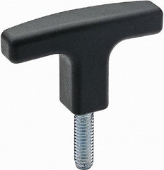Elesa - 3-1/8" Head Length, Threaded Stem T Handle - Black - Industrial Tool & Supply