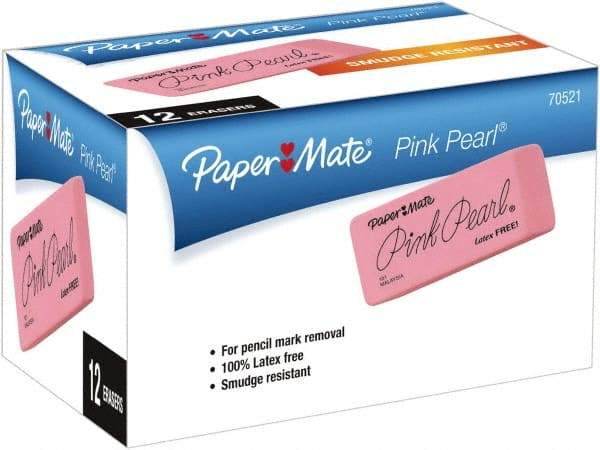 Paper Mate - Rectangle Rubber Eraser - Pink - Industrial Tool & Supply