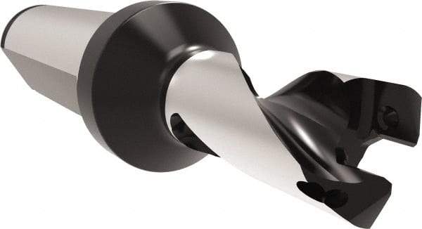 Allied Machine and Engineering - Series 13, 13 to 13.99mm Diam, 20mm Diam Straight Shank with Flange, Helical Flute Spade Drill - 16mm Max Depth, 43mm Body Length, 93mm OAL, Short Length, Through Coolant - Industrial Tool & Supply