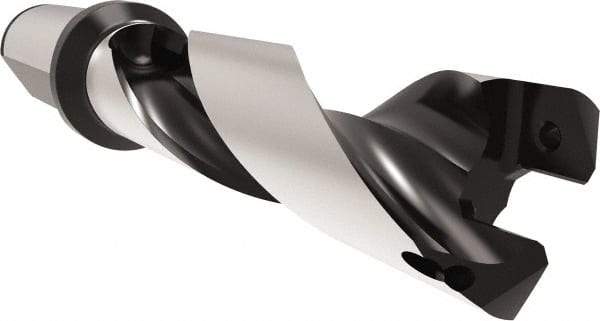 Allied Machine and Engineering - Series 26, 26 to 28.99mm Diam, 32mm Diam Straight Shank with Flange, Helical Flute Spade Drill - 87mm Max Depth, 128.1mm Body Length, 188.1mm OAL, Standard Length, Through Coolant - Industrial Tool & Supply