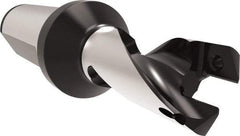 Allied Machine and Engineering - Series 18, 18 to 19.99mm Diam, 25mm Diam Straight Shank with Flange, Helical Flute Spade Drill - 22mm Max Depth, 56mm Body Length, 111.9mm OAL, Short Length, Through Coolant - Industrial Tool & Supply