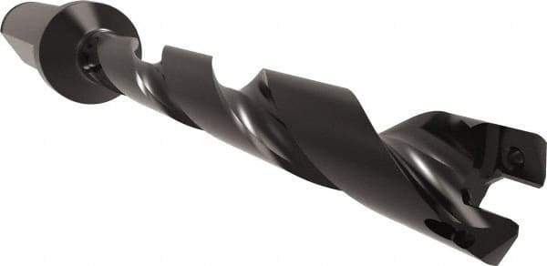 Allied Machine and Engineering - Series 11, 11 to 12mm Diam, 5/8" Diam Straight Shank with Flange, Helical Flute Spade Drill - 3-19/64" Max Depth, 4-11/32" Body Length, 6-7/32" OAL, Standard Length, Through Coolant - Industrial Tool & Supply