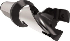 Allied Machine and Engineering - Series 22, 22 to 23.99mm Diam, 25mm Diam Straight Shank with Flange, Helical Flute Spade Drill - 27mm Max Depth, 60.1mm Body Length, 116.1mm OAL, Short Length, Through Coolant - Industrial Tool & Supply