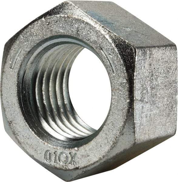 Value Collection - 1-3/4 - 5 UNC Steel Right Hand Hex Nut - 2-5/8" Across Flats, 1-1/2" High, Zinc Clear Finish - Industrial Tool & Supply