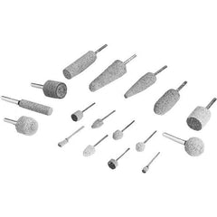 3M - 1/4" Head Diam x 1/2" Thickness, W163, Cylinder End, Aluminum Oxide Mounted Point - Gray, Medium Grade, 60,000 RPM - Industrial Tool & Supply
