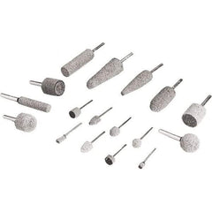 3M - 1/2" Head Diam x 1/2" Thickness, W185, Cylinder End, Silicon Carbide Mounted Point - Gray, Fine Grade, 34,500 RPM - Industrial Tool & Supply