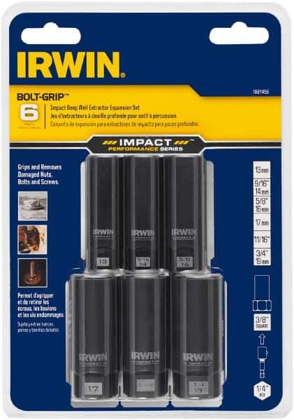 Irwin - 6 Piece Bolt Extractor Set - Magnetic Rail - Industrial Tool & Supply