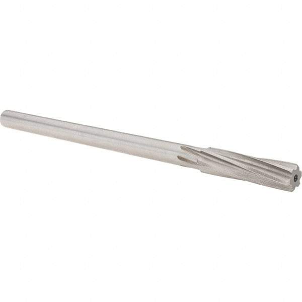 Alvord Polk - 13mm High Speed Steel 6 Flute Chucking Reamer - Spiral Flute, 0.4355" Straight Shank, 2" Flute Length, 8" OAL - Industrial Tool & Supply