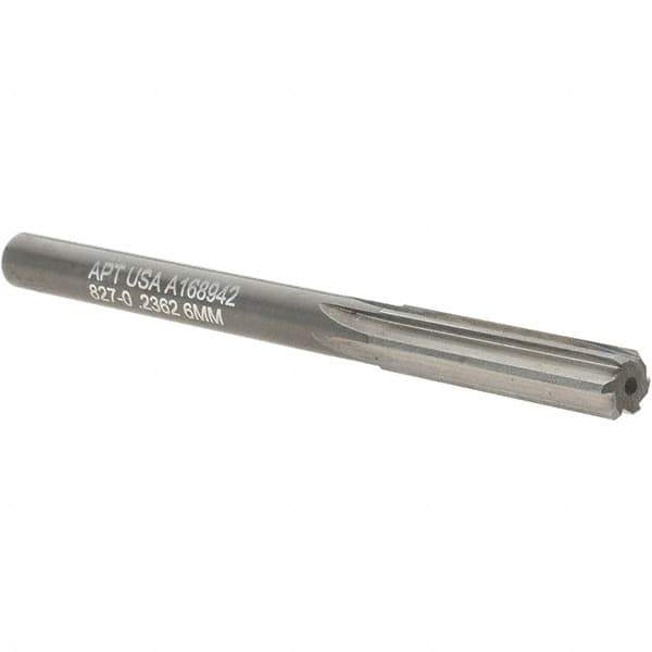 Alvord Polk - 6mm Solid Carbide 6 Flute Chucking Reamer - Straight Flute, Straight Shank, 1" Flute Length, 3" OAL - Industrial Tool & Supply