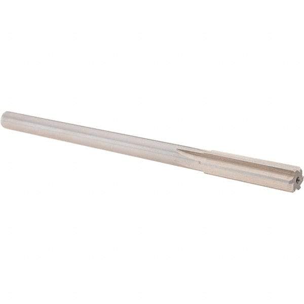 Alvord Polk - 0.4905" High Speed Steel 6 Flute Chucking Reamer - Straight Flute, 0.4355" Straight Shank, 2" Flute Length, 8" OAL - Industrial Tool & Supply