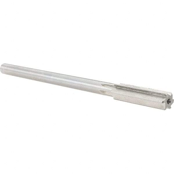 Alvord Polk - 0.483" High Speed Steel 6 Flute Chucking Reamer - Straight Flute, 0.4355" Straight Shank, 2" Flute Length, 8" OAL - Industrial Tool & Supply