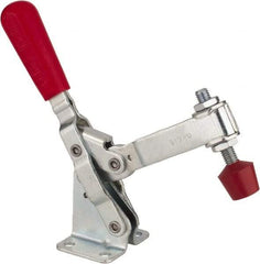 De-Sta-Co - 600 Lb Holding Capacity, Vertical Handle, Manual Hold Down Toggle Clamp - 58° Handle Movement, 103° Bar Opening, U-Bar, Flanged Base, Carbon Steel - Industrial Tool & Supply