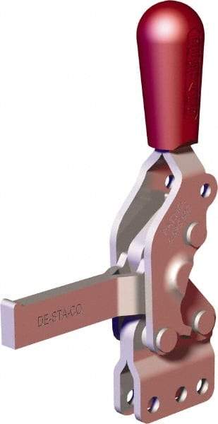 De-Sta-Co - 607 Lb Holding Capacity, Vertical Handle, Manual Hold Down Toggle Clamp - 66° Handle Movement, 75° Bar Opening, Solid Bar, Straight Base, Carbon Steel - Industrial Tool & Supply