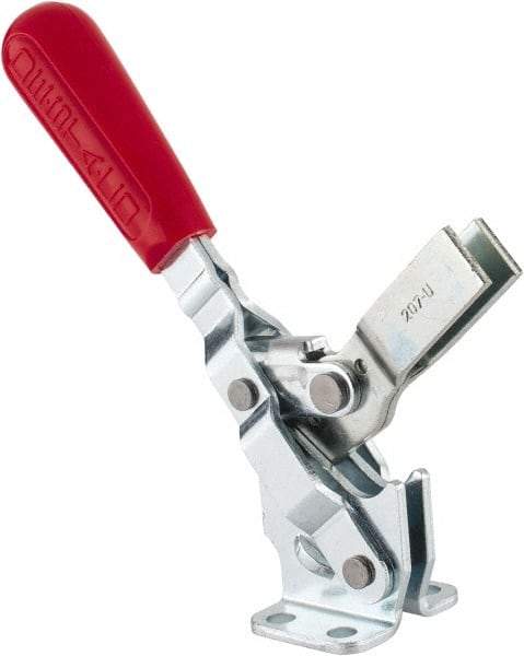 De-Sta-Co - 375 Lb Holding Capacity, Vertical Handle, Manual Hold Down Toggle Clamp - 57° Handle Movement, 99° Bar Opening, U-Bar, Flanged Base, Carbon Steel - Industrial Tool & Supply