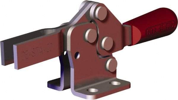De-Sta-Co - 151 Lb Holding Capacity, Horizontal Handle, Manual Hold Down Toggle Clamp - 60° Handle Movement, 90° Bar Opening, U-Bar, Flanged Base, Carbon Steel - Industrial Tool & Supply