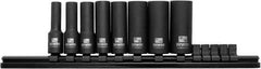 Irwin - 8 Piece 3/8" Drive Deep Well Impact Socket Set - 6 Points, 5/16" to 3/4" Range, Inch Measurement Standard - Industrial Tool & Supply