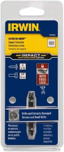 Irwin - Screw Extractor - #2 Extractor, 1/4" Socket, 1/4" Hex, 2" OAL - Industrial Tool & Supply