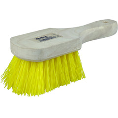 8″ Utility Scrub Brush, Yellow Polypropylene Fill, Short Handle, Wood Block - Industrial Tool & Supply