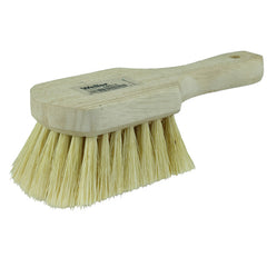 8″ Utility Scrub Brush, White Tampico Fill, Short Handle, Wood Block - Industrial Tool & Supply