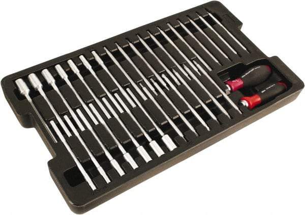 Wiha - 33 Piece, 4mm Drive Screwdriver Insert Torx Bit Set - #0 to 6 Phillips, 2 to 6mm Hex, T6 to T40 Torx, #1 & #2 Square Recess, 3.5 to 4.5 & 5.5 to 6.5mm Slotted - Industrial Tool & Supply