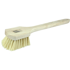 20″ Utility Scrub Brush, White Tampico Fill, Long Handle, Wood Block - Industrial Tool & Supply