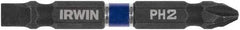 Irwin - #2 Phillips/Slotted Screwdriver Bit - 1/4" Hex Drive, 2-3/8" OAL - Industrial Tool & Supply