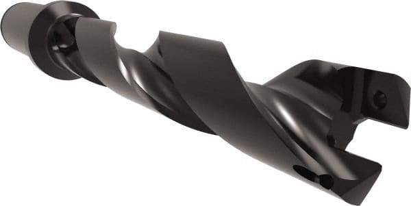 Allied Machine and Engineering - Series 24, 24 to 26mm Diam, 1" Diam Straight Shank with Flange, Helical Flute Spade Drill - 5-1/8" Max Depth, 6-17/32" Body Length, 8-13/16" OAL, Standard Length, Through Coolant - Industrial Tool & Supply