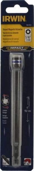 Irwin - 5/16" Magnetic Nutsetter - 1/4" Hex Drive, 6" OAL, 1/2" Socket Nose Diam - Industrial Tool & Supply