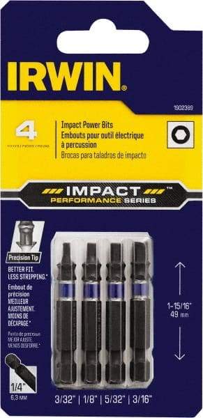 Irwin - 4 Piece, Bit Set - 3/32 to 3/16" Hex, Hex Point - Industrial Tool & Supply