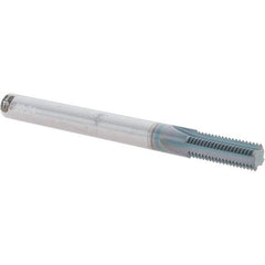 Scientific Cutting Tools - 3/8-24 Thread, 5/16" Shank Diam, AlTiN+ Coating, Solid Carbide Straight Flute Thread Mill - 4 Flutes, 3-1/2" OAL, 3/8" Min Noml Diameter - Industrial Tool & Supply