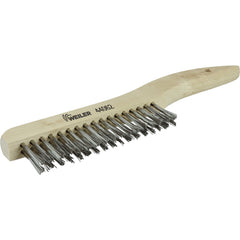 Hand Wire Scratch Brush. .012 Stainless Steel Fill, Shoe Handle, 2 × 17 Rows - Industrial Tool & Supply