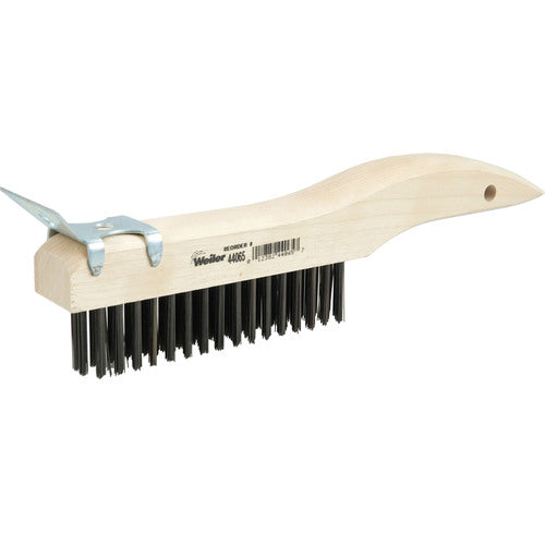 Hand Wire Scratch Brush w/Scraper, .012 Steel Fill, Shoe Handle, 4 × 16 Rows - Industrial Tool & Supply