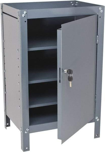 Value Collection - 3 Shelf Combination Storage Cabinet & Work Table - Gray, 21" Wide x 34" High - Industrial Tool & Supply