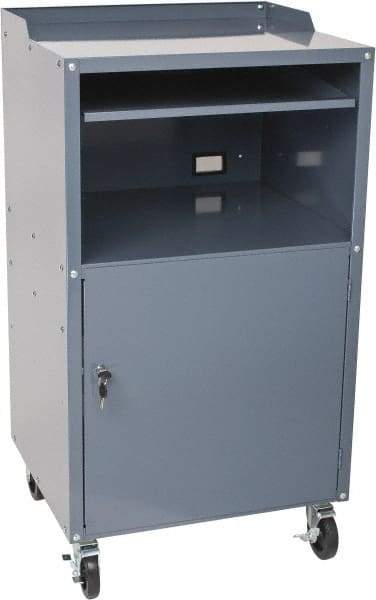 Value Collection - 200 Lb Capacity, 1 Drawer Mobile Computer Stand - 27" Wide x 24" Deep x 49-1/4" High, Steel, Gray - Industrial Tool & Supply