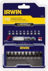 Irwin - 10 Piece, Screwdriver Insert Bit Set - #1 to #3 Square Recess - Industrial Tool & Supply