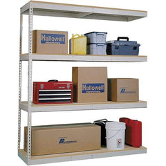 Hallowell - 4 Shelf Add-On Open Steel Shelving - 1 Lb Capacity, 48" Wide x 84" High x 18" Deep, Tan - Industrial Tool & Supply