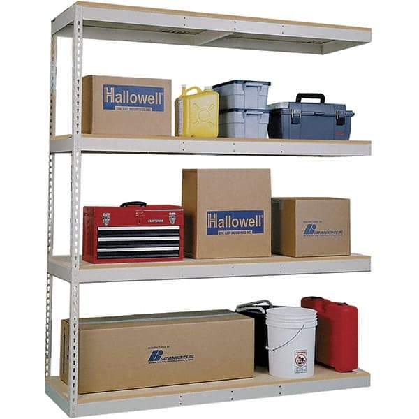 Hallowell - 4 Shelf Add-On Open Steel Shelving - 2 Lb Capacity, 60" Wide x 84" High x 48" Deep, Tan - Industrial Tool & Supply