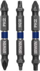 Irwin - 3 Piece, Square, Phillips Handle, Double End Bit Set - #2 - Industrial Tool & Supply
