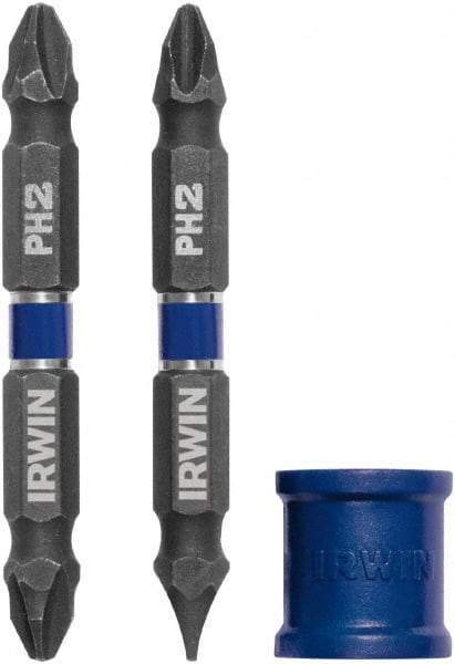 Irwin - 3 Piece, Phillips, Slotted Handle, Double End Bit Set - No. 2 Phillips - Industrial Tool & Supply
