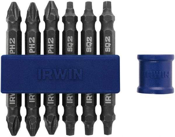 Irwin - 7 Piece, Phillips, Square Handle, Double End Bit Set - No. 2 Phillips - Industrial Tool & Supply