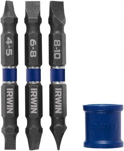 Irwin - 4 Piece, Slotted Handle, Double End Bit Set - Industrial Tool & Supply