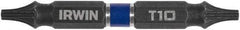 Irwin - T10 x T10 D/E Torx Screwdriver Bit - 1/4" Hex Drive, 2-3/8" OAL - Industrial Tool & Supply