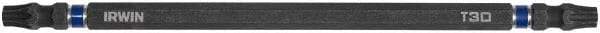 Irwin - T30 x T30 D/E Torx Screwdriver Bit - 1/4" Hex Drive, 6" OAL - Industrial Tool & Supply