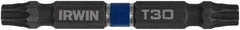 Irwin - T30 x T30 Torx Bit - 1/4" Hex Drive, 2-3/8" OAL - Industrial Tool & Supply