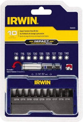 Irwin - 10 Piece, Screwdriver Insert Bit Set - T10 to T40 Torx - Industrial Tool & Supply