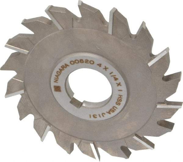 Keo - 4" Diam x 1/4" Width of Cut, 18 Teeth, High Speed Steel Side Milling Cutter - Staggered Teeth, Uncoated - Industrial Tool & Supply