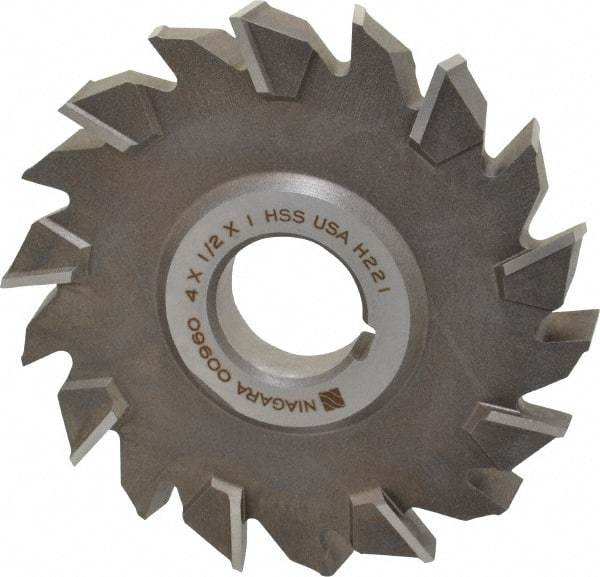 Keo - 4" Diam x 1/2" Width of Cut, 18 Teeth, High Speed Steel Side Milling Cutter - Staggered Teeth, Uncoated - Industrial Tool & Supply