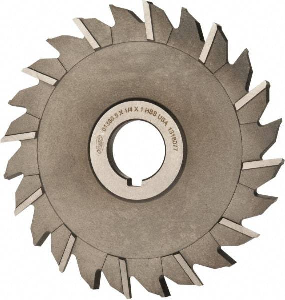 Keo - 5" Diam x 1/4" Width of Cut, 24 Teeth, High Speed Steel Side Milling Cutter - Staggered Teeth, Uncoated - Industrial Tool & Supply